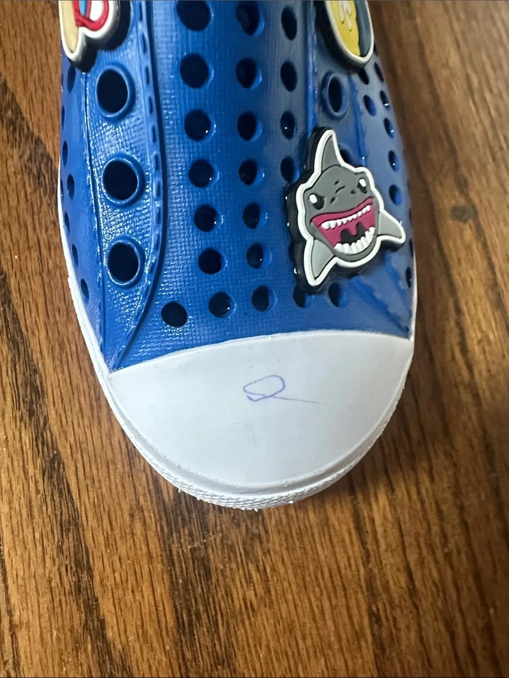 Sketchers Foamies Kids Blue Slip-On Clog Sneakers with Orange Trim